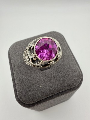 Vintage Soviet 875 silver ring with a pink stone. Women's jewelry of the USSR