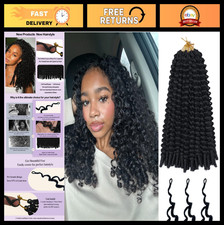 18" Curly Crochet Hair Extensions - 8 Packs, 128 Strands, Knotless Pre-Looped, S