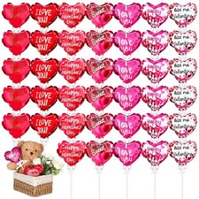 42 Pcs Valentine's Day Balloons 4 Inch Self Inflatable Heart Balloons with Bow