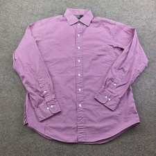Polo Ralph Lauren Shirt Mens Large 16 Purple Stripe Regent Custom Long Sleeve