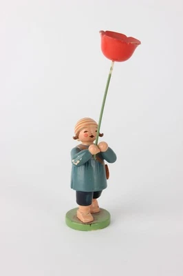 Altes Wendt und Kühn Blumenkind 'Junge mit Mohnblume' Erzgebirge - Bild 1 von 3