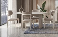 Beige Esszimmergarnitur LuxuriöSer Esstisch Robuste 4X PolsterstüHle