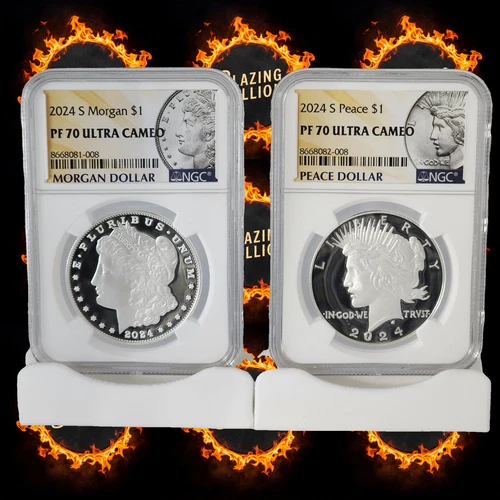 2024 S Morgan & Peace Silver Dollar $1 NGC PF70 Ultra Cameo #008 Matching (E008)