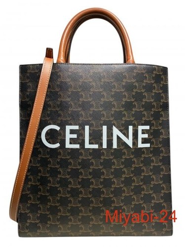 CELINE Small 2-Way Bag McAdam Canvas Dark Brown Pre-Owned