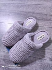 Dearfoams House Slippers Womens Small 5-6 Purple Serena Marled Chenille Scuff