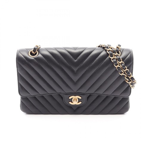 Chanel chevron V stitch W flap shoulder Bag lambskin sheepskin r0_0525
