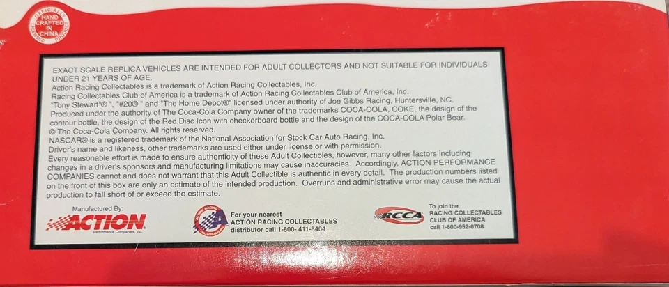 Coche de colección NASCAR Tony Stewart #20 Home Depot/Coca-Cola Polar Bear Foto 3 de 4