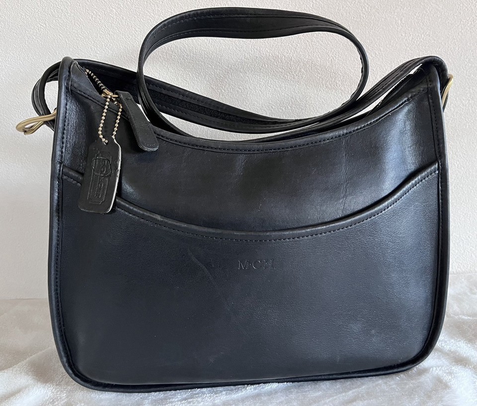 Coach Vintage 9855 Classic Hobo Black Leather Bag Made in USA