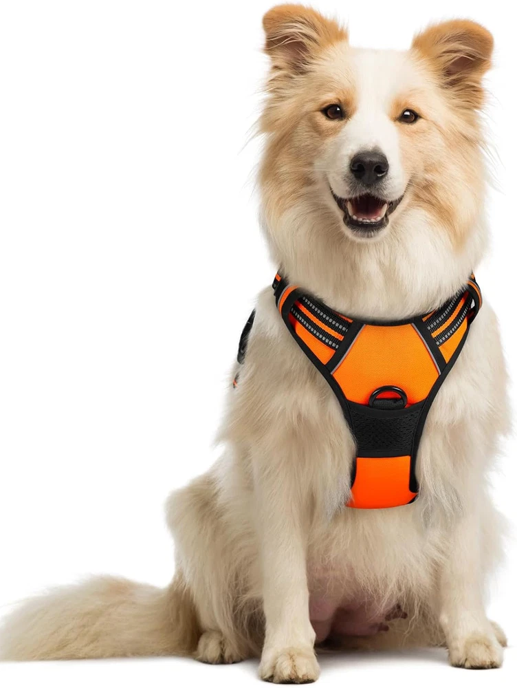 Dog Harness No Pull with 2 Leash Clips, Adjustable Soft Padded, Reflective Oxfor