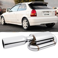 For Honda Civic Type R EK9 2.5" In 4.0" Out Twin Loop Exhaust Muffler Pipe Tip