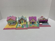 Set of 4 x Vintage Polly Pocket Pollyville Houses Store Bluebird 1993 SEE READ