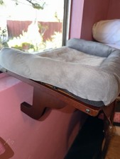 Cat Perch for Window Sill with Bolster - Dark Stained Wood w/ Gray Bed