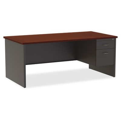Lorell LLR79144 Mahogany Laminate Pedestal Desk 72''x36''