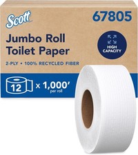 Jumbo Roll Toilet Paper, Double-Ply, White, N...