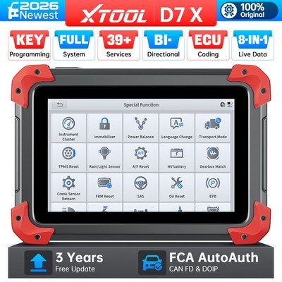 XTOOL D7X V2.0 OBD2 Diagnostic Tool All System Scanner 39 Service Key Programmer