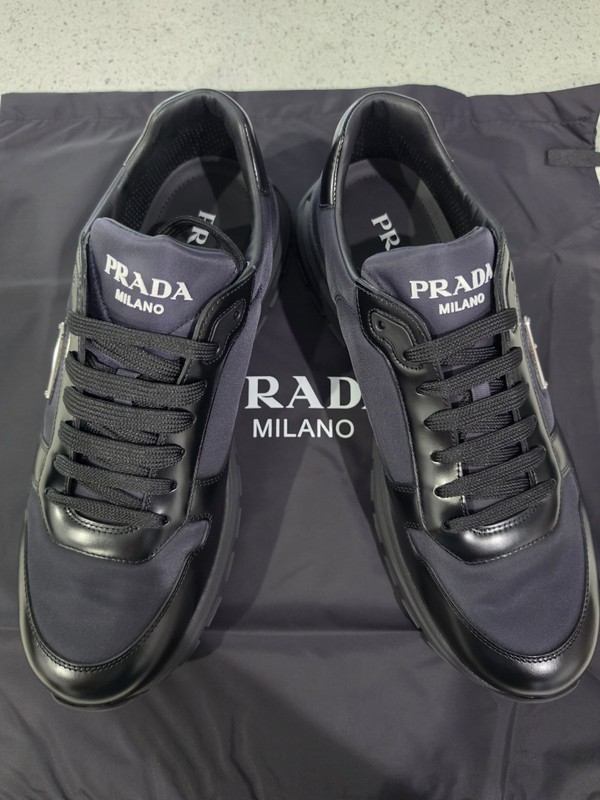 Prada Mens Prax Triangle Logo Leather/ Nylon Sneakers Size US 11 Prada 10