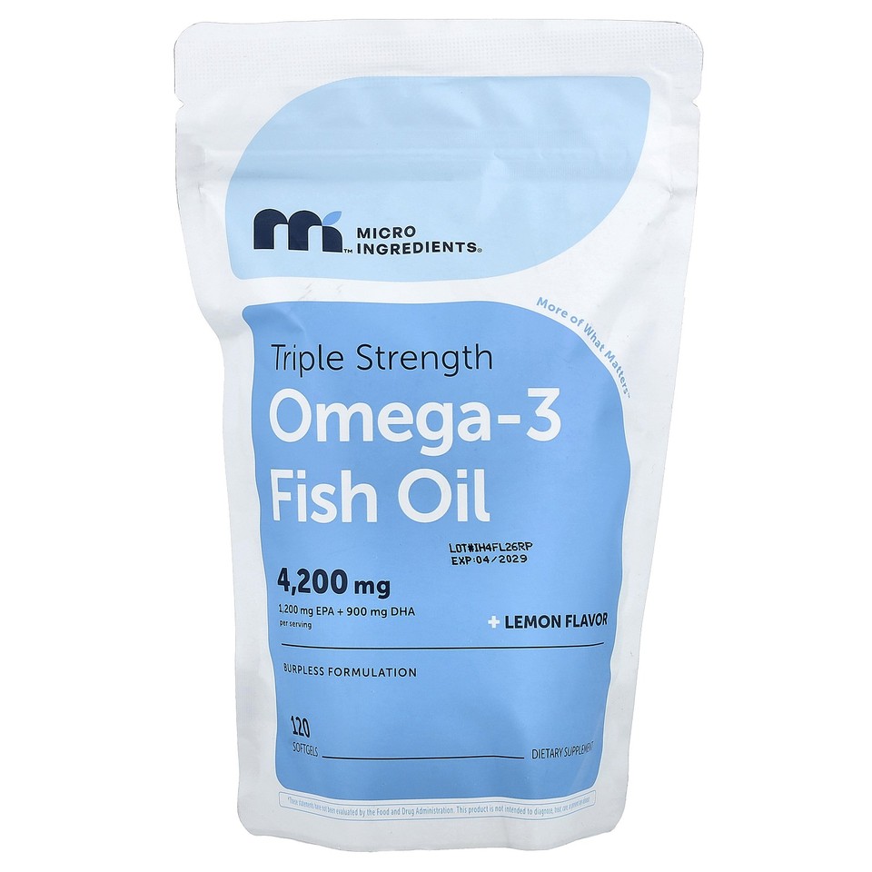 Omega-3 Fish Oil, Triple Strength, Lemon, 120 Softgels (1,400 mg per Softgel)