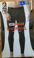 32 Degrees Heat Men's Base Layer Pants 2 Pk Charcoal, Size: L