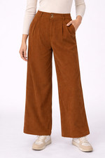 Cider Dress Pants Womens XL Brown Corduroy Pleated Wide Leg Slash Pocket NWT