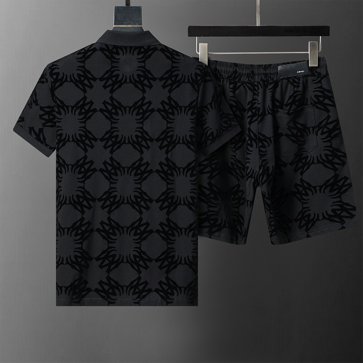 AMIRI Short-Sleeve Shirt & Shorts Set — All-Over Flocked Print 