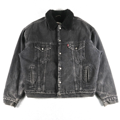 ジャケット・アウター Levi's SHERPA BLACK DENIM JACKET 1990s L Vintage 90s Levis Denim Jacket Sherpa Lined Type 3 Trucker Mens