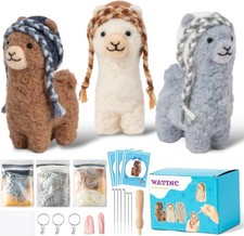WATINC Alpaka Nadelfilz Kit 3 St&uuml;ck Alpaka-Puppen-Wollfilz-N