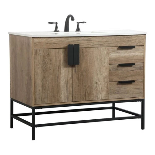 Elegant Decor Eugene 42" Aluminum MDF Single Bathroom Vanity in Natural Oak - Picture 1 of 8