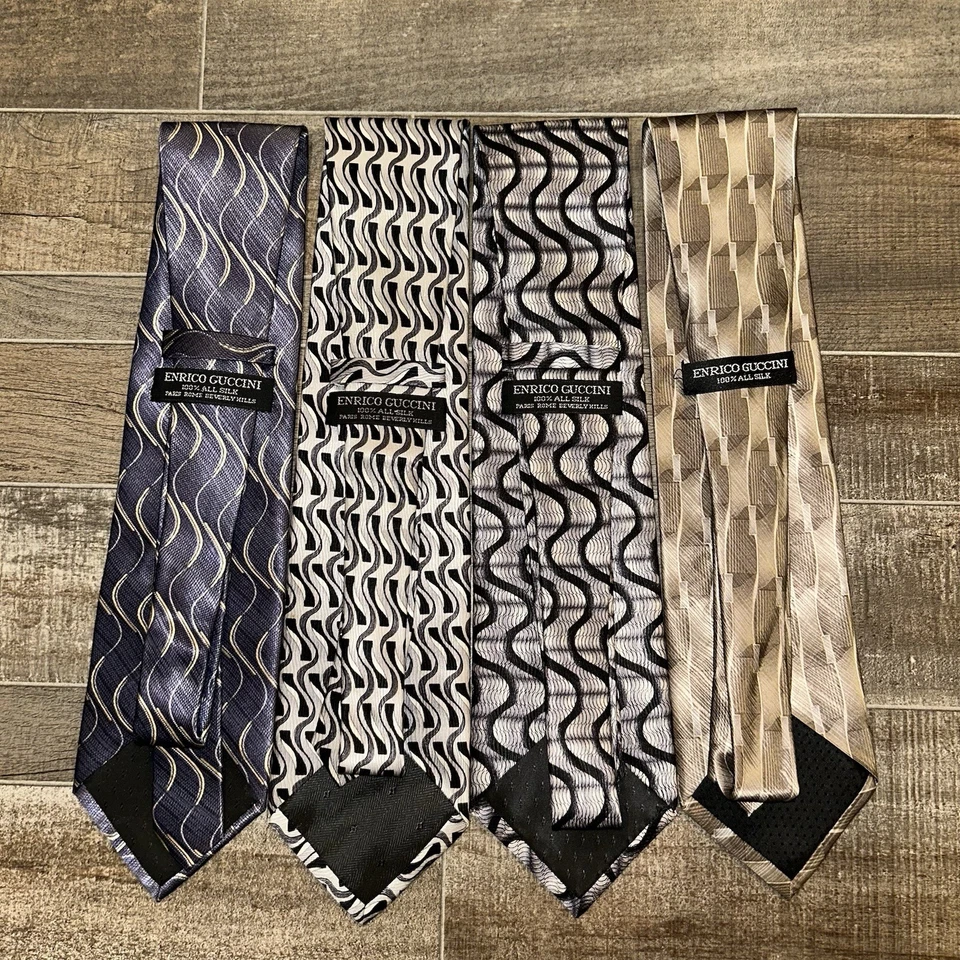 Lot Of 4 Designer Silk Neckties Italy USA Enrico Guccini  - Image 3 of 3