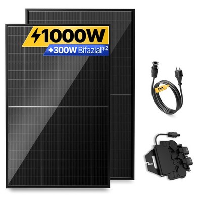 1000W Balkonkraftwerk mit Wechselrichter 800W WLAN Bifazial B-Ware Komplettset
