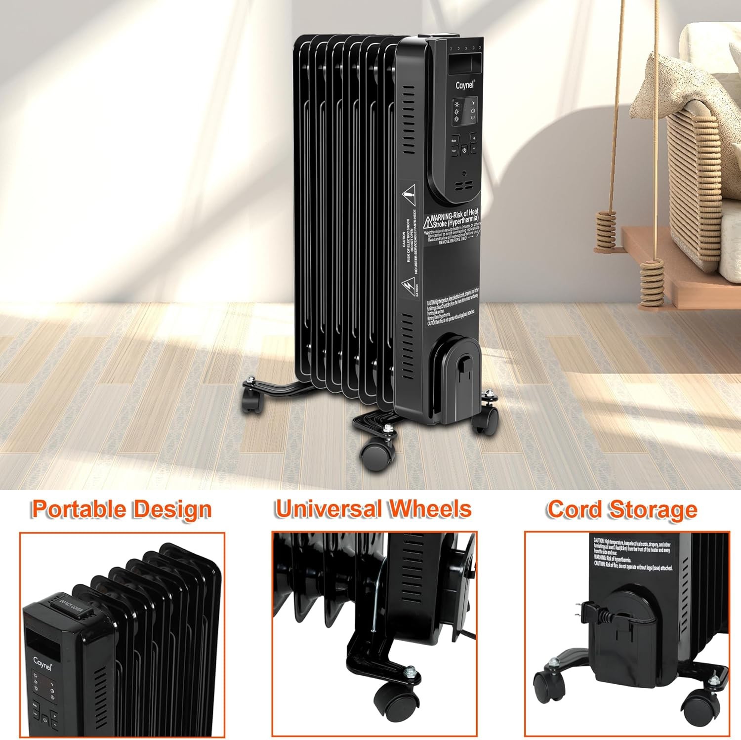 Home Space Oil Filled Radiator Heater w/ Adjustable Thermost