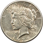 1924-S Peace Silver Dollar $1, About Uncirculated AU