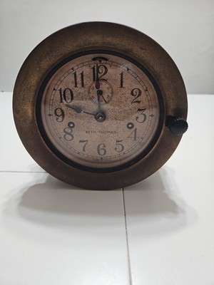 SETH THOMAS BRASS SHIP'S PORTHOLE CLOCK