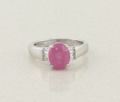 Sterling Silber Glas gefüllt Rubin und weißer Topas Ring Größe 9 1/4