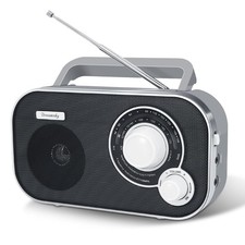 DreamSky AM FM Portable Radio Plug In Wall or Battery Operated Large, Grey