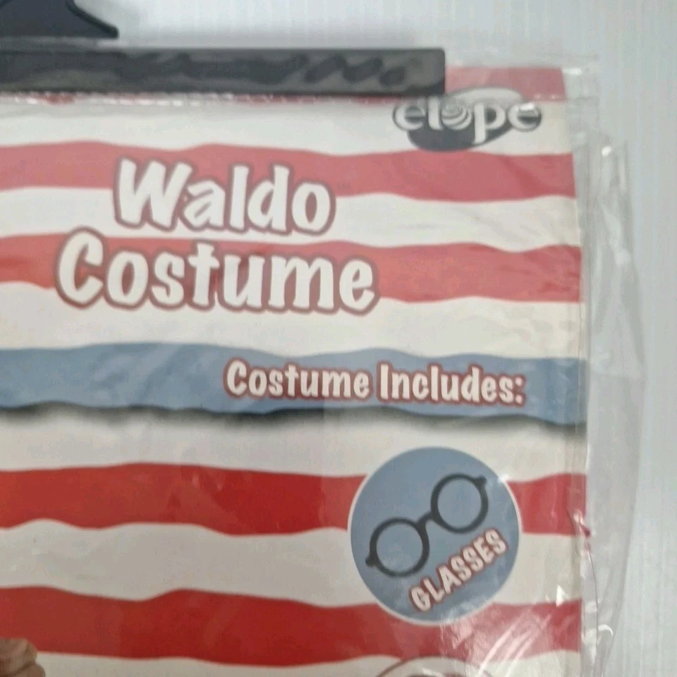 Where's Waldo - Disfraz para Adulto - Talla Grande/XL Camisa Roja/Blanca y Sombrero con Gafas Foto 3 de 4