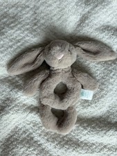 Jellycat Bashful Bunny Ring Rattle Baby Soft Toy Grey