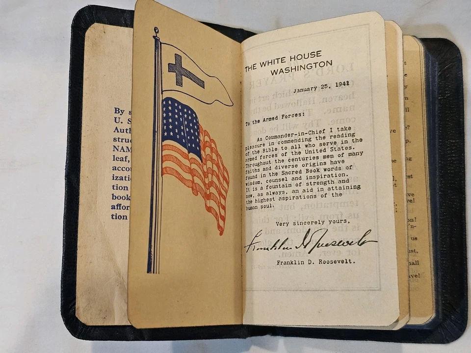 Vintage WWII Military New Testament Pocket Bible 1943 Edition Gideons Copr-1941 Foto 4 de 4