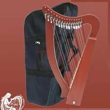 15-String Lap Harp Handcrafted Reddish Brown Wood Folk & Meditation Instrument