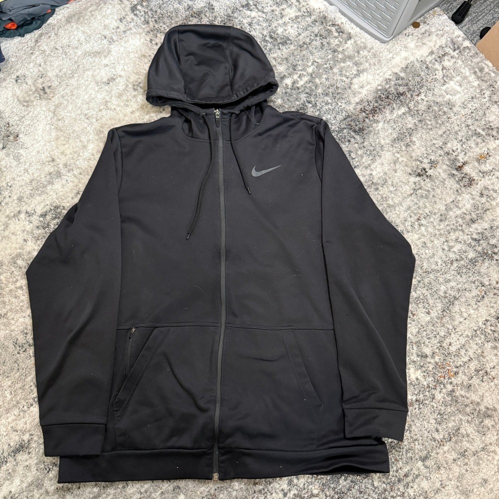 Nike Dri-FIT Full Zip Hoodie Mens XL Tall Black Training Jacket CU6231-010
