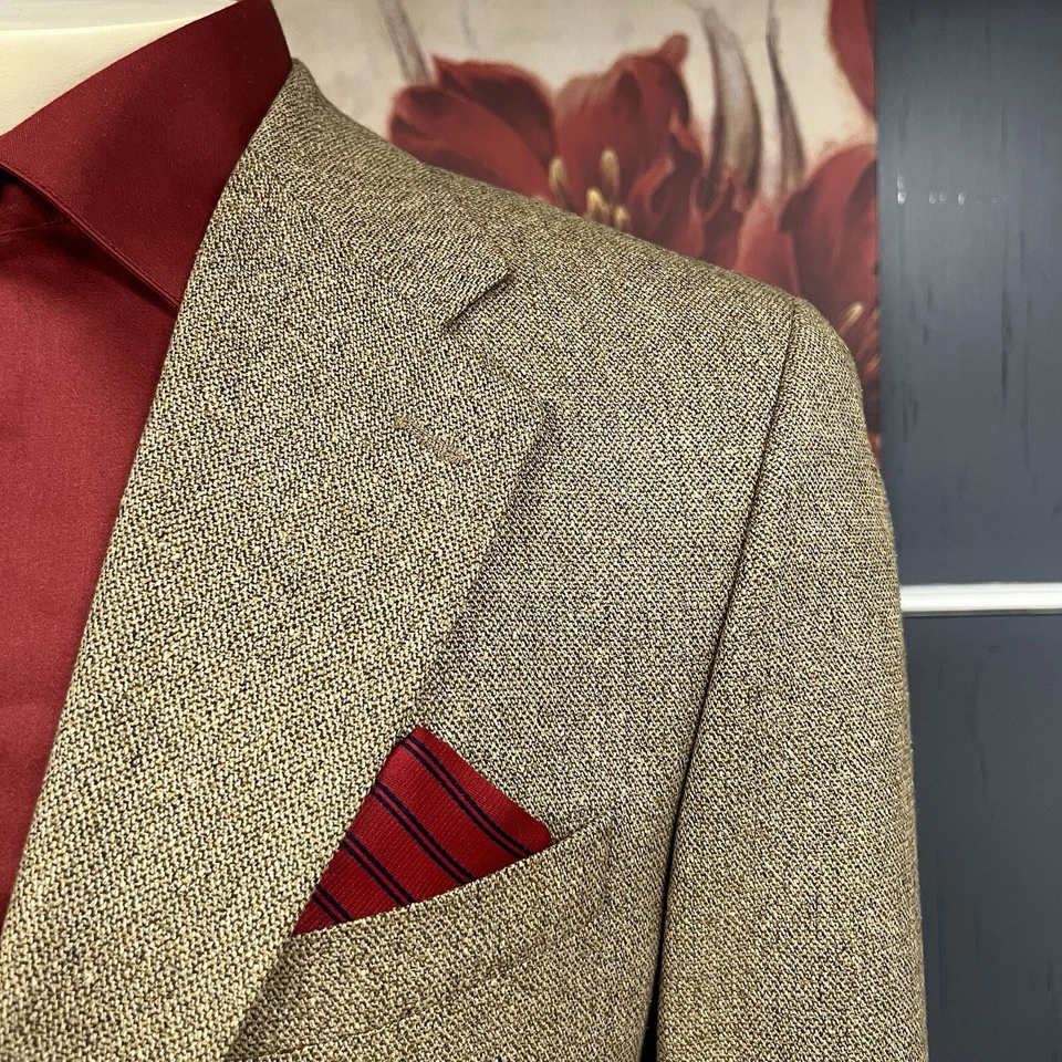 Vintage Chaps Ralph Lauren Sport Coat 3 Button Jacket Mens 41R Silk Wool Hopsack - Image 4 of 4