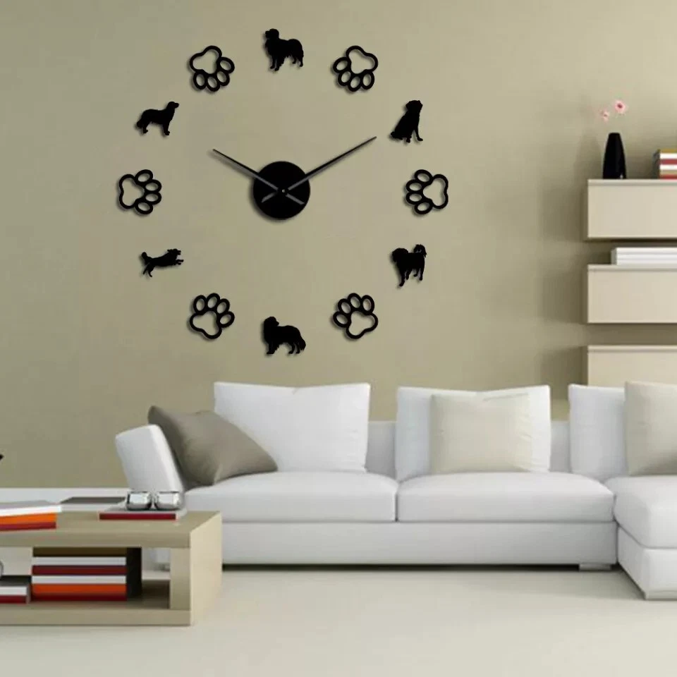 Decorative wall art dog breeds small caging DIY dog paws wall watch wall decor - Image 2 of 4