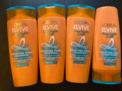 Lot of 4 L'Oreal Elvive Dream Lengths Curls 3 Shampoos & 1 Conditioners 12.6 Oz