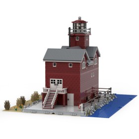 MOC-84264 Big Red Lighthouse with Interior 5493 Piece Building Sets