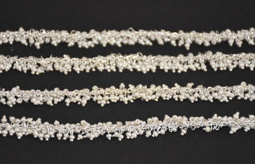 Silver Plated 2mm Glass Pearl Beads Rosary Chain Jewelry Making DIY Supplies - Picture 3 of 6