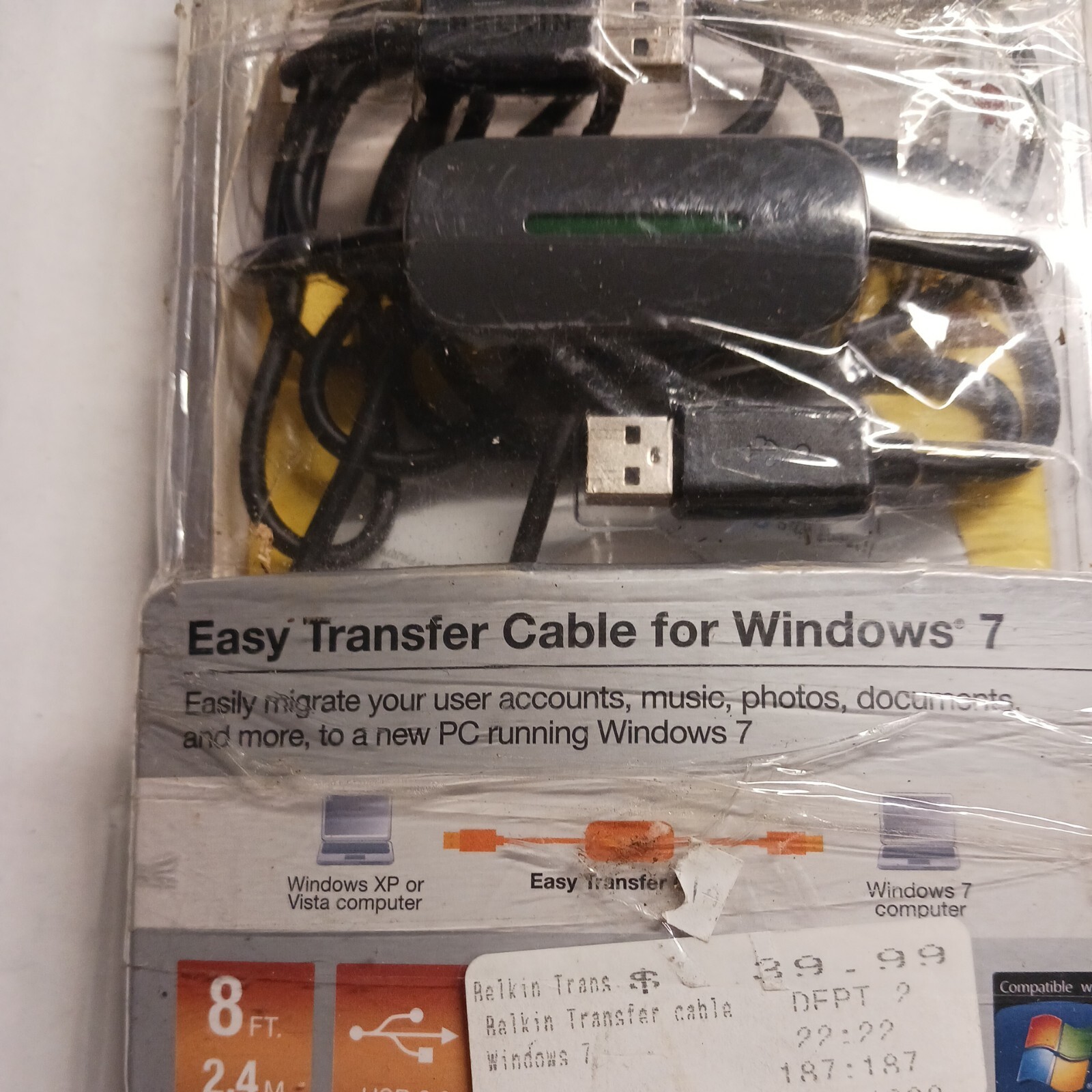 BELKIN Easy Transfer Cable for Windows 7 USB 2.0 8ft /2.4m PC Adapter eBay
