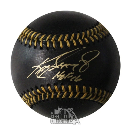 Ken Griffey Jr HOF 16 Autographed Black Official MLB Baseball - BAS