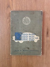 Alfa Romeo Giulietta Manual 1956 Uso E Manutenzione Berlina Sprint Spider
