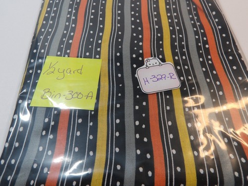 Halloween Cotton Fabric - Stripes and Pokka Dots - 1/2 Yard - H-329-R - Picture 5 of 6