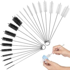 10Pcs Set Nylon Straw Brush Cleaner Bottle Tube Pipe Small Long Tool White/Black