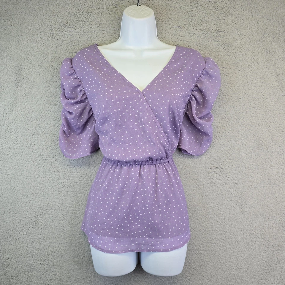 Top Maurices Mujer XL Púrpura Gasa Lunares Delicado Suave Niña Boho Chic Glam Foto 2 de 4